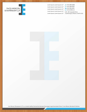 Letterhead Design by Sbss for Ince-Mercer, Ehamparam LLP | Design: #2666679