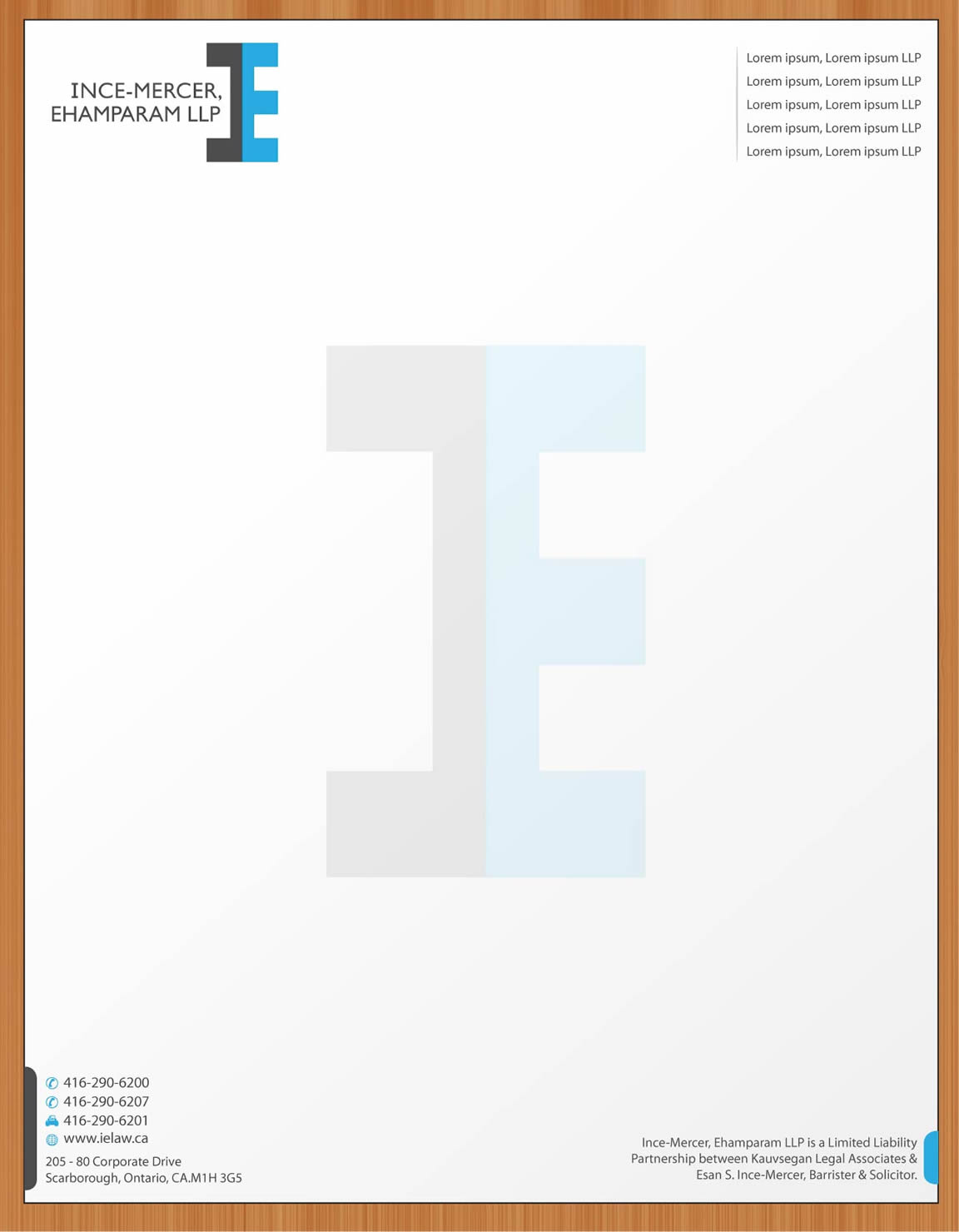 Letterhead Design by Sbss for Ince-Mercer, Ehamparam LLP | Design #2666682