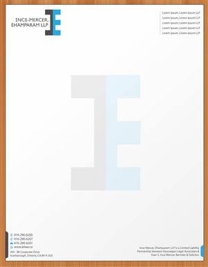 Letterhead Design by Sbss for Ince-Mercer, Ehamparam LLP | Design: #2666682