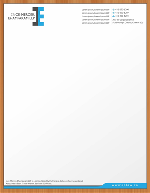 Letterhead Design by Sbss for Ince-Mercer, Ehamparam LLP | Design: #2666684