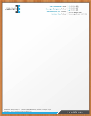 Letterhead Design by Sbss for Ince-Mercer, Ehamparam LLP | Design: #2682289