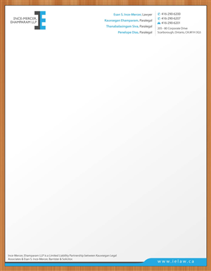 Letterhead Design by Sbss for Ince-Mercer, Ehamparam LLP | Design: #2682831