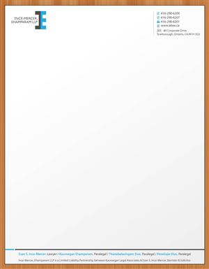 Letterhead Design by Sbss for Ince-Mercer, Ehamparam LLP | Design: #2682840