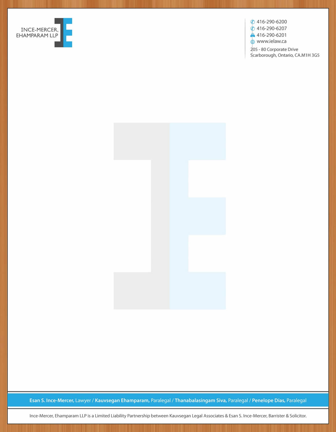 Briefkopf-Design von Sbss für Ince-Mercer, Ehamparam LLP | Design #2682852