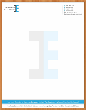 Letterhead Design by Sbss for Ince-Mercer, Ehamparam LLP | Design: #2682852