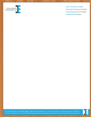 Letterhead Design by Sbss for Ince-Mercer, Ehamparam LLP | Design: #2682886