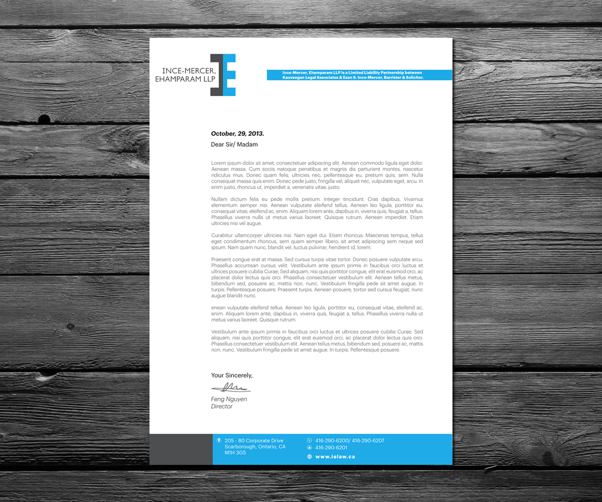 Letterhead Design by anxongdzong for Ince-Mercer, Ehamparam LLP | Design #2675270