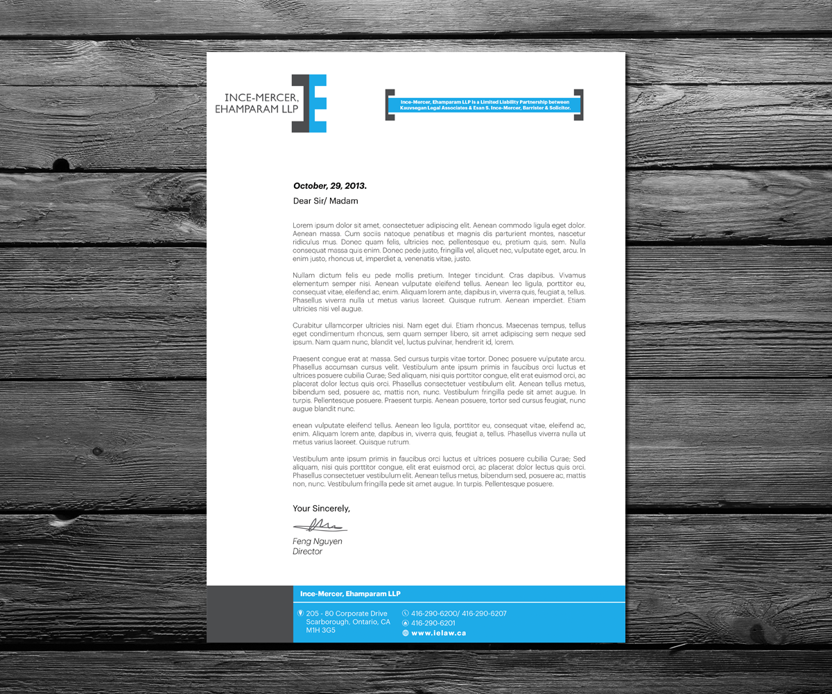 Letterhead Design by anxongdzong for Ince-Mercer, Ehamparam LLP | Design #2675276