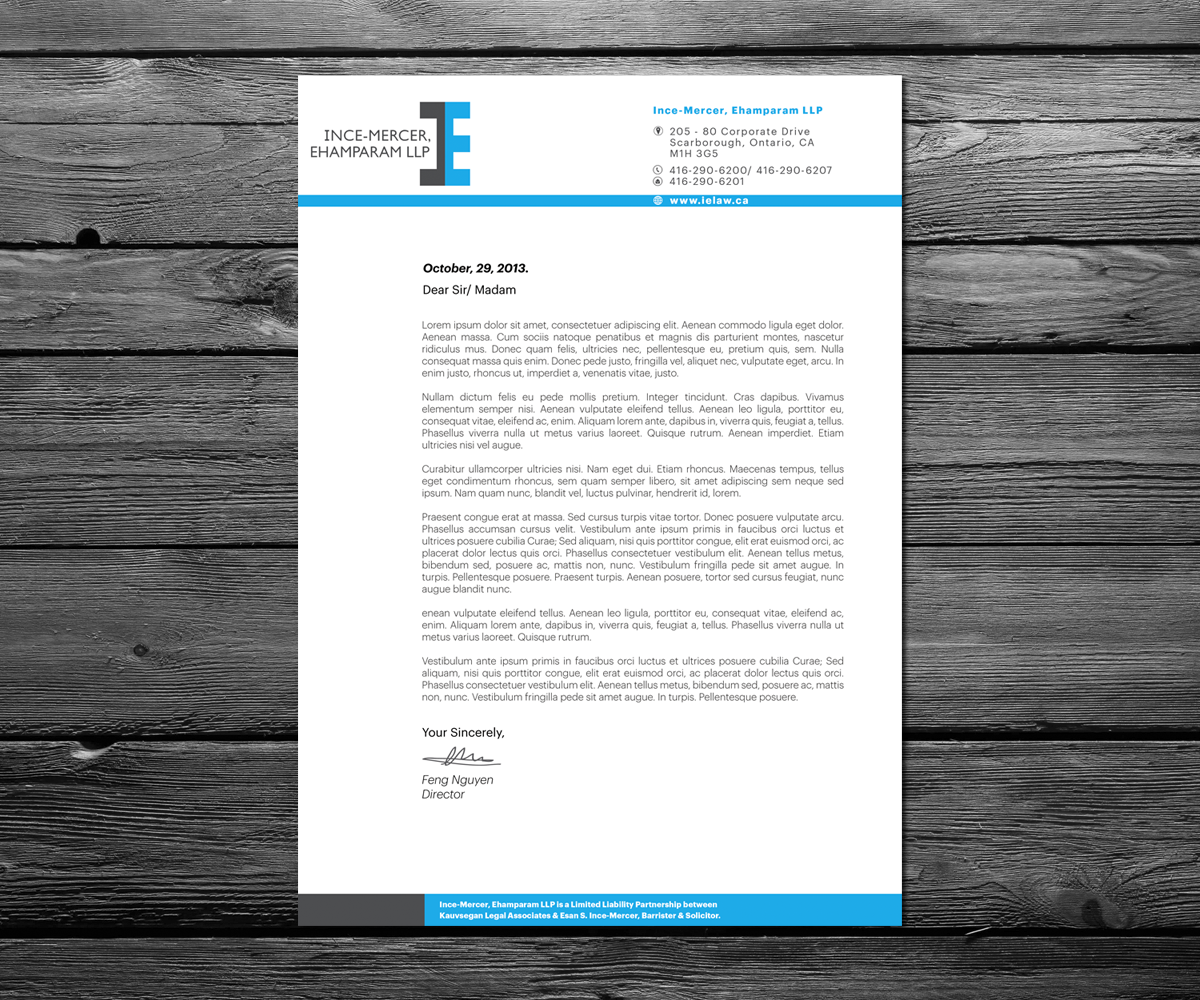 Letterhead Design by anxongdzong for Ince-Mercer, Ehamparam LLP | Design #2675281