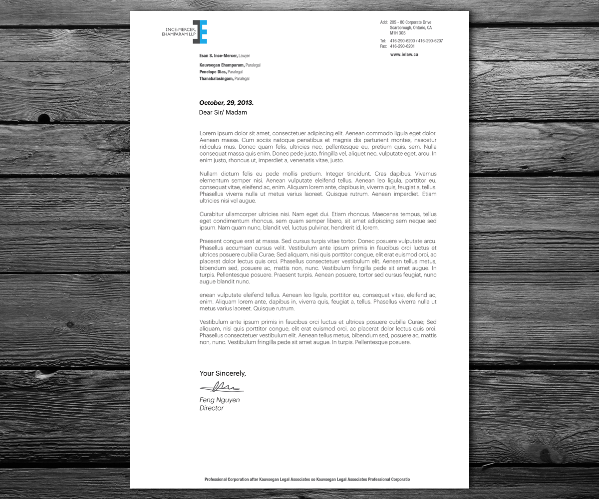 Letterhead Design by anxongdzong for Ince-Mercer, Ehamparam LLP | Design #2680072