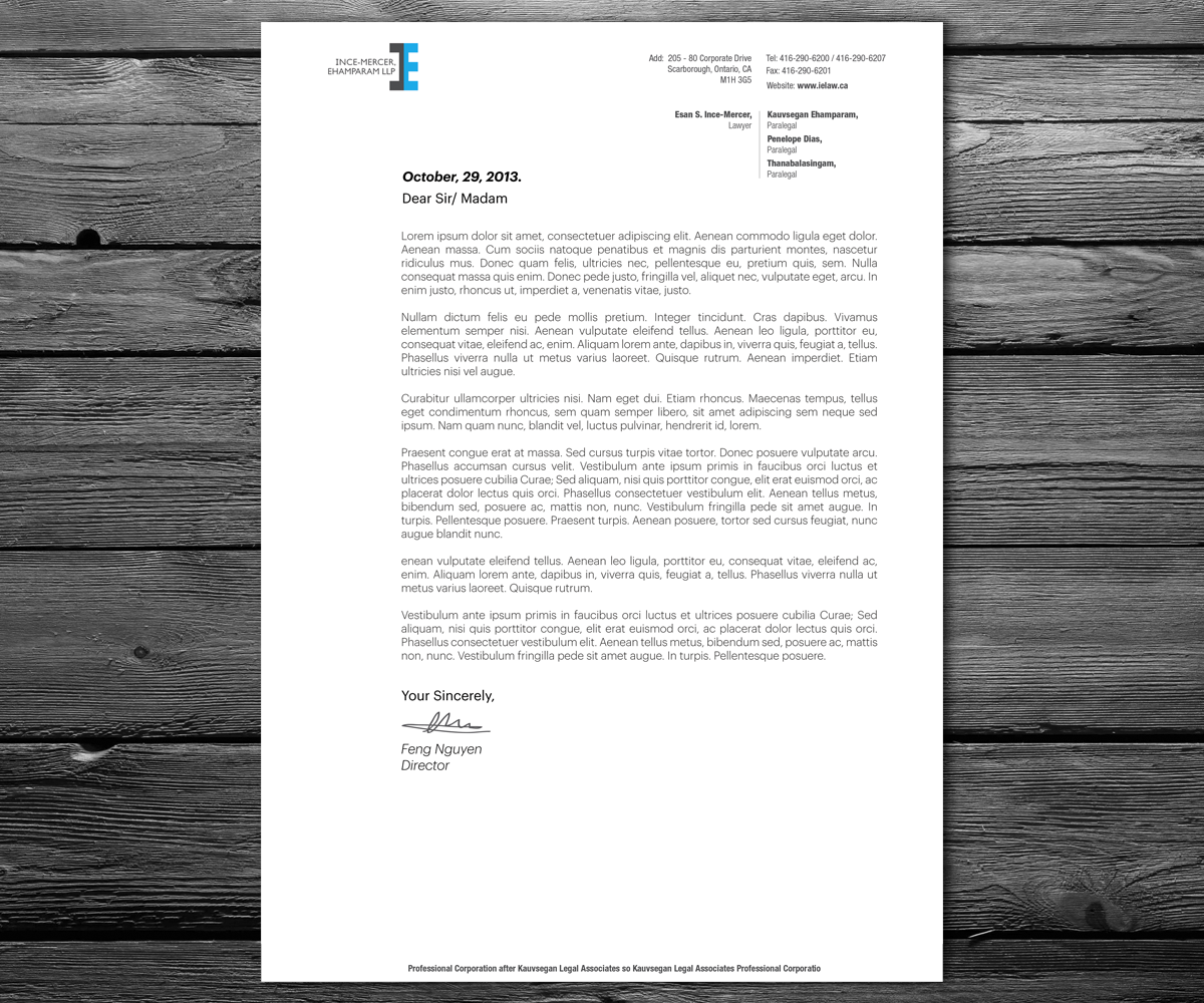 Letterhead Design by anxongdzong for Ince-Mercer, Ehamparam LLP | Design #2680086