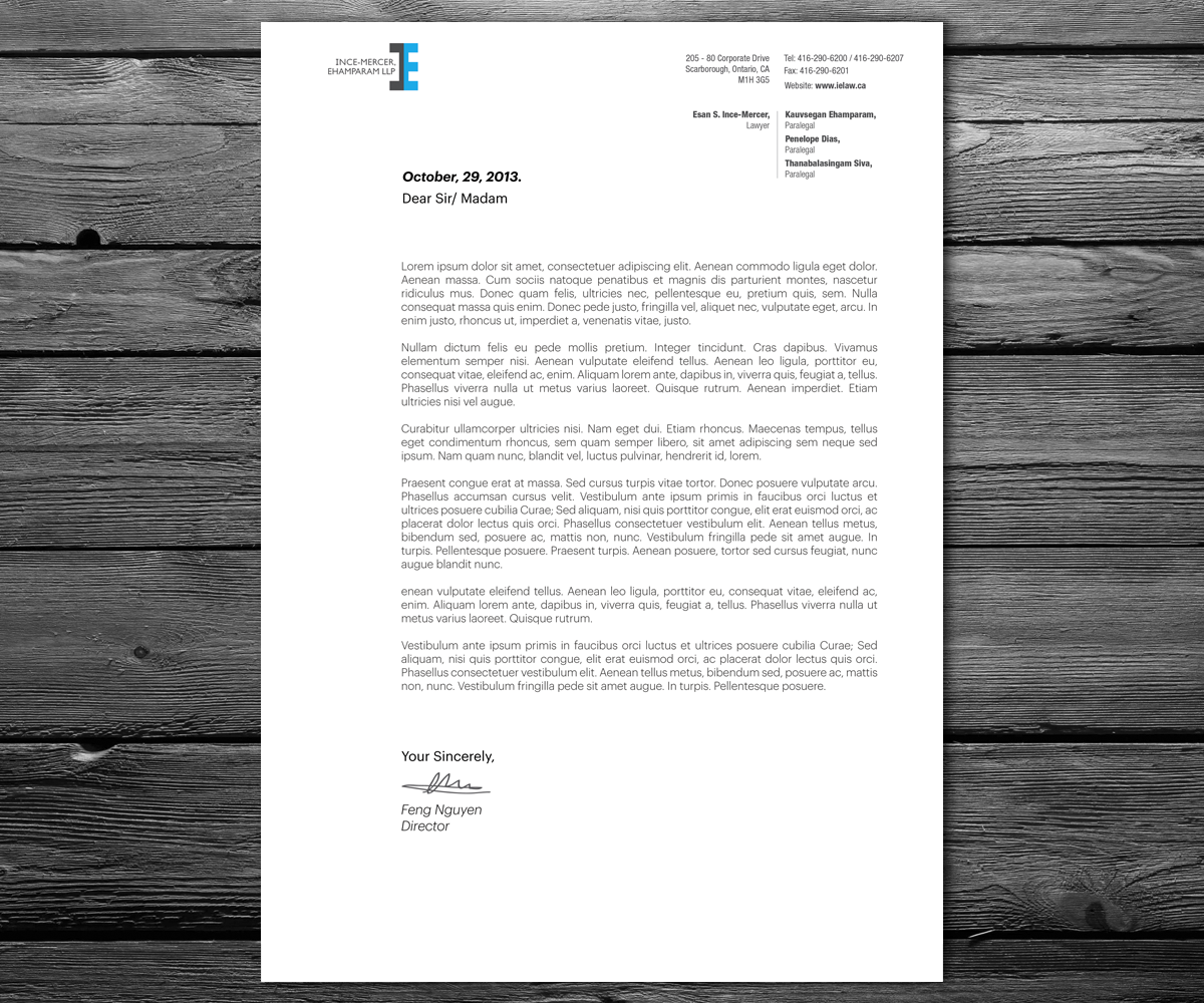 Letterhead Design by anxongdzong for Ince-Mercer, Ehamparam LLP | Design #2681544