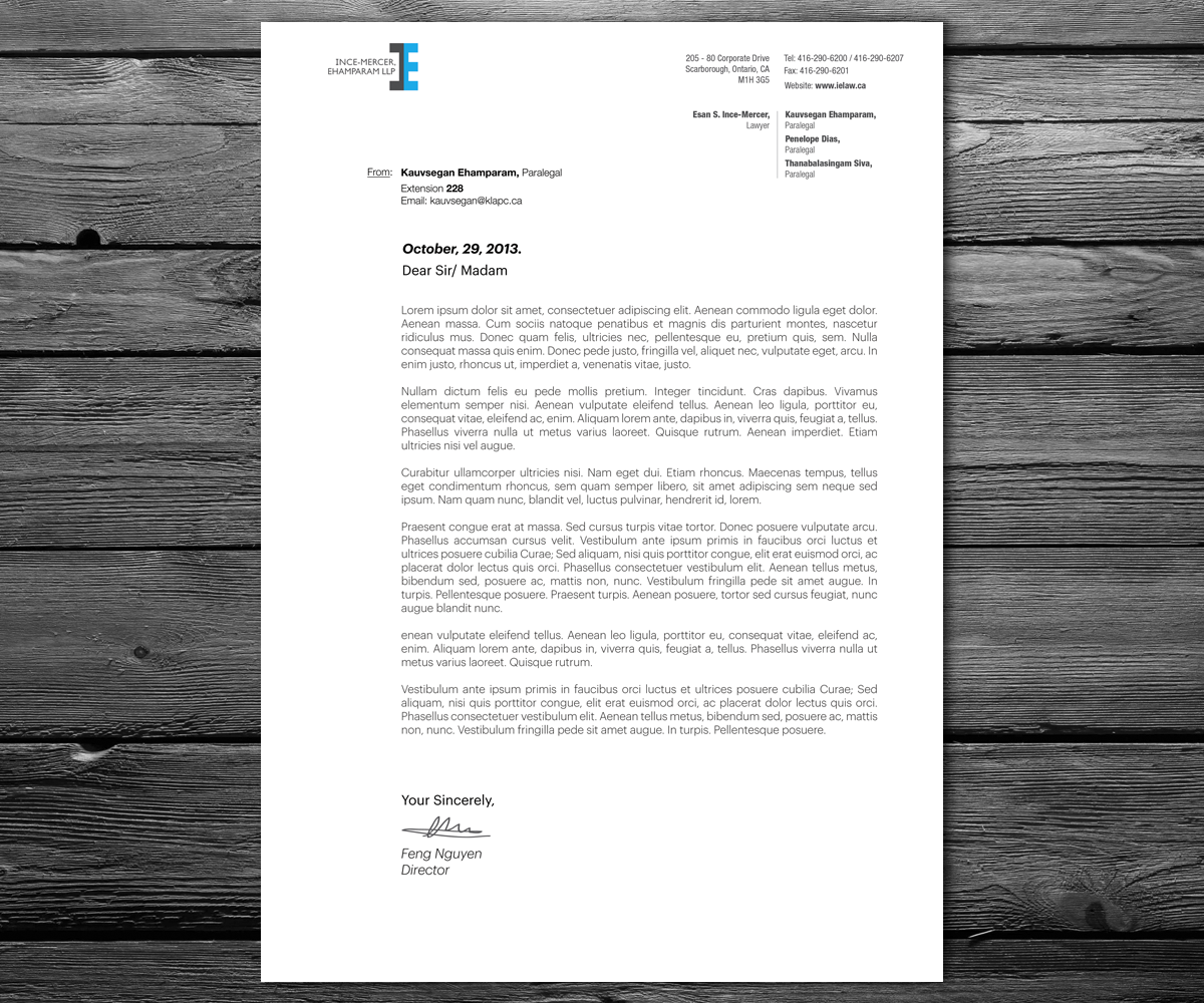 Letterhead Design by anxongdzong for Ince-Mercer, Ehamparam LLP | Design #2683739