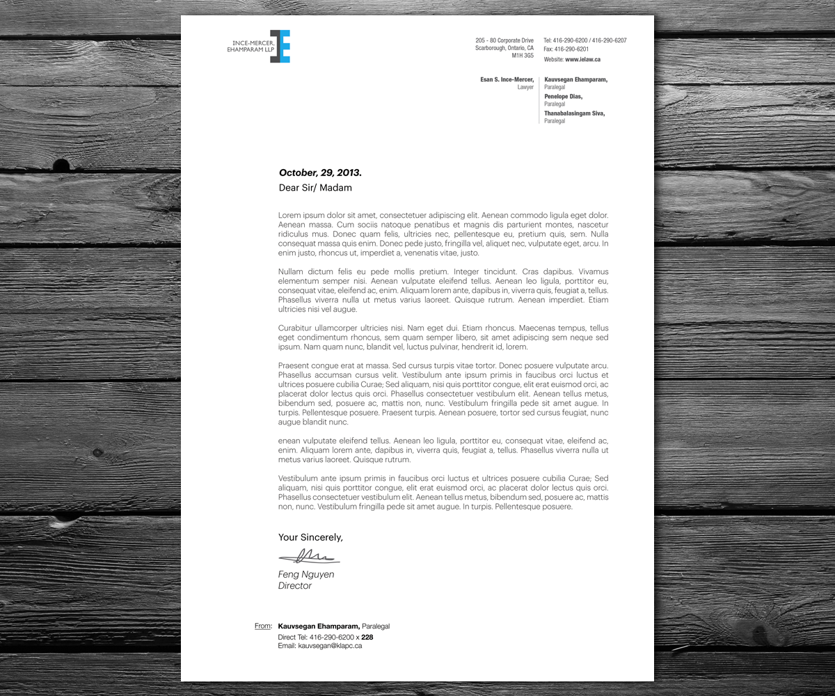 Letterhead Design by anxongdzong for Ince-Mercer, Ehamparam LLP | Design #2684202