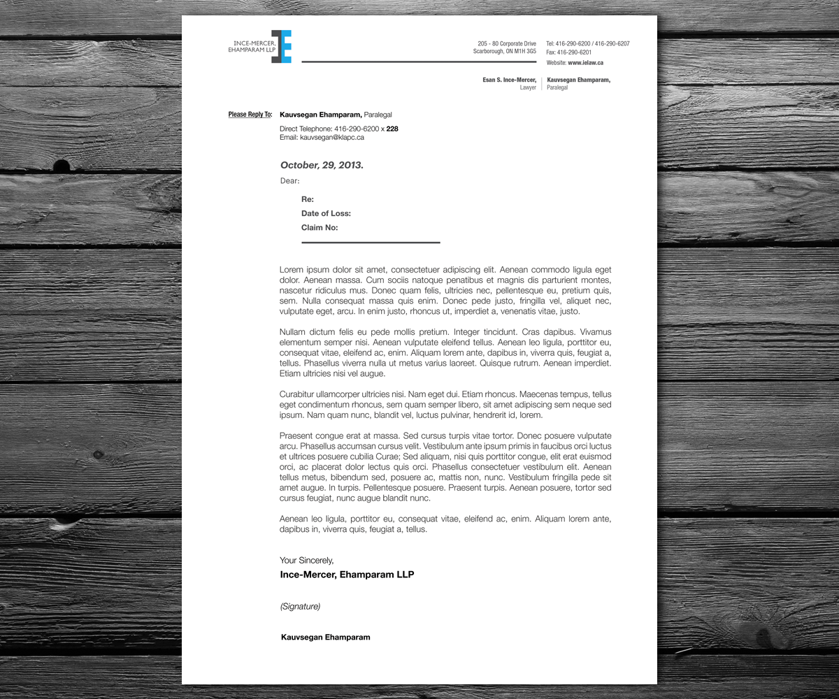 Letterhead Design by anxongdzong for Ince-Mercer, Ehamparam LLP | Design #2686296