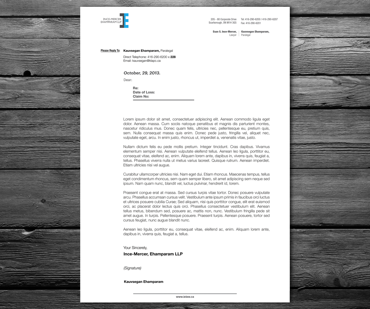 Letterhead Design by anxongdzong for Ince-Mercer, Ehamparam LLP | Design #2686797