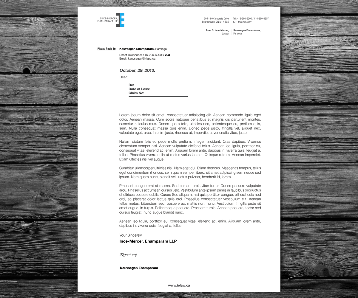 Letterhead Design by anxongdzong for Ince-Mercer, Ehamparam LLP | Design #2687136