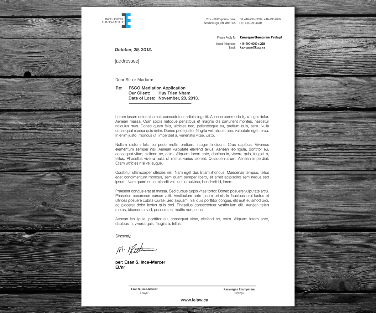 Letterhead Design by anxongdzong for Ince-Mercer, Ehamparam LLP | Design #2690037