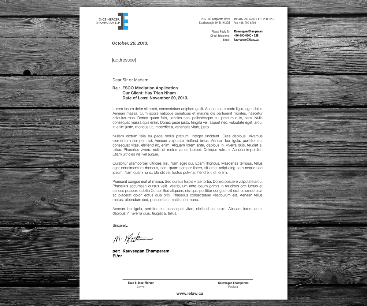 Letterhead Design by anxongdzong for Ince-Mercer, Ehamparam LLP | Design #2695603