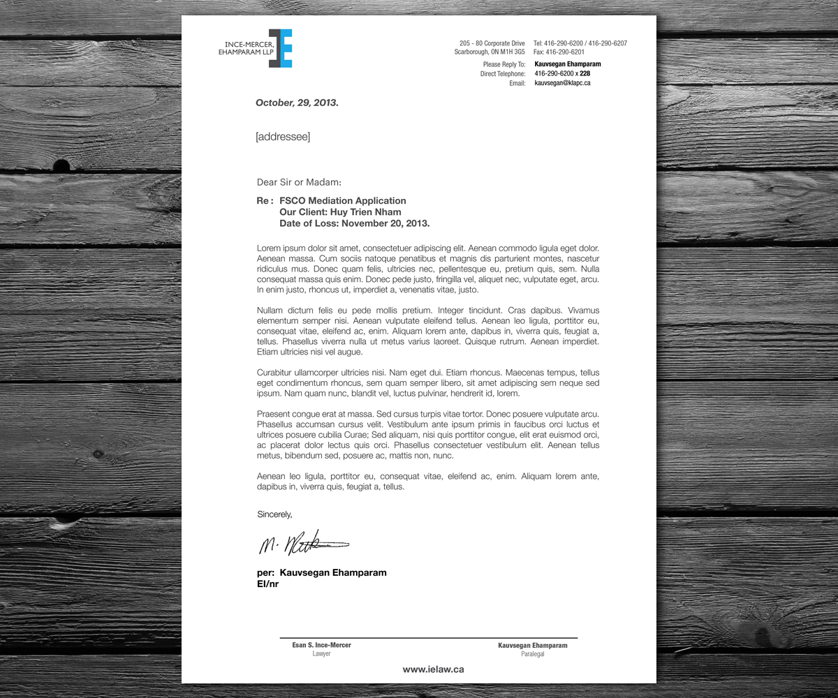 Letterhead Design by anxongdzong for Ince-Mercer, Ehamparam LLP | Design #2695724