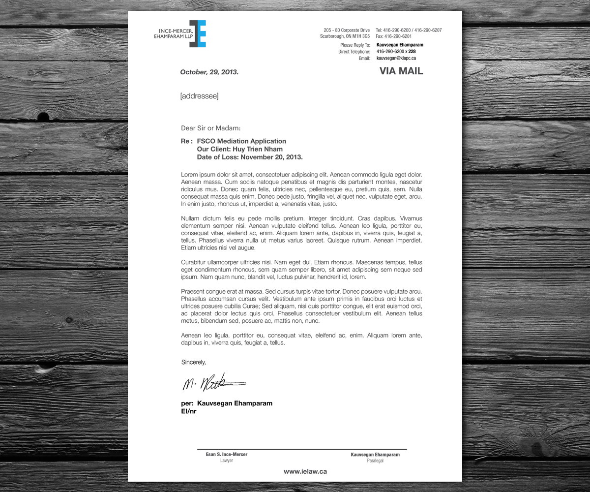 Letterhead Design by anxongdzong for Ince-Mercer, Ehamparam LLP | Design #2695936