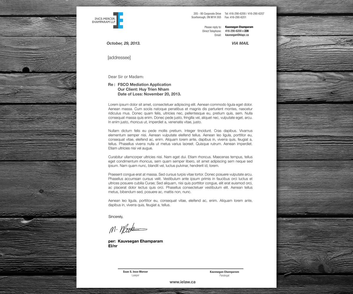 Letterhead Design by anxongdzong for Ince-Mercer, Ehamparam LLP | Design #2706215