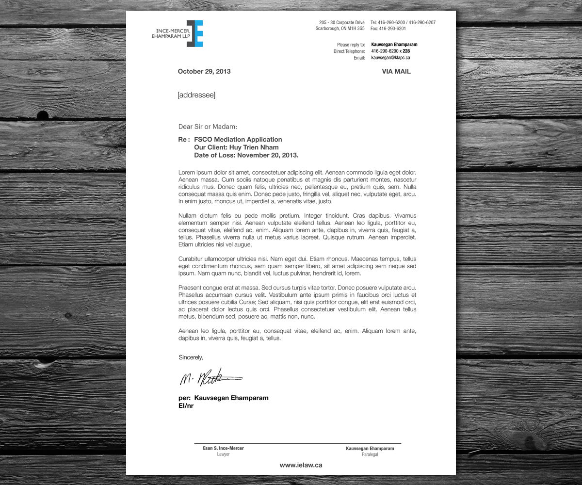 Letterhead Design by anxongdzong for Ince-Mercer, Ehamparam LLP | Design #2706263