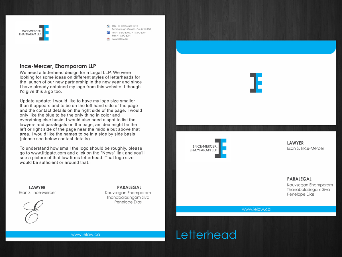 Letterhead Design by BaSumi for Ince-Mercer, Ehamparam LLP | Design #2695877