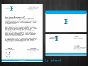 Letterhead Design by BaSumi for Ince-Mercer, Ehamparam LLP | Design: #2695877