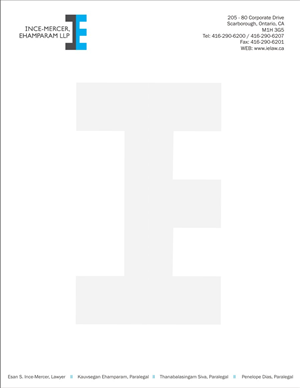 Letterhead Design by caesars for Ince-Mercer, Ehamparam LLP | Design: #2681568