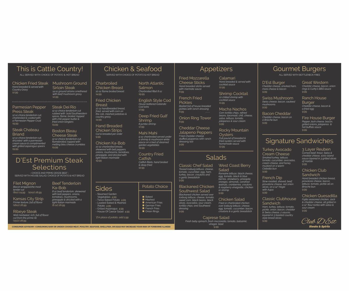 Menu Design by Cut and Glue for uptown cafe/club d'est | Design #16585355