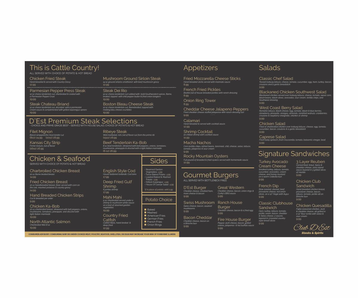 Menu Design by Cut and Glue for uptown cafe/club d'est | Design #16636728