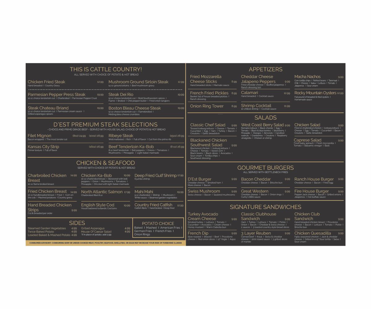 Menu Design by Cut and Glue for uptown cafe/club d'est | Design #16656739