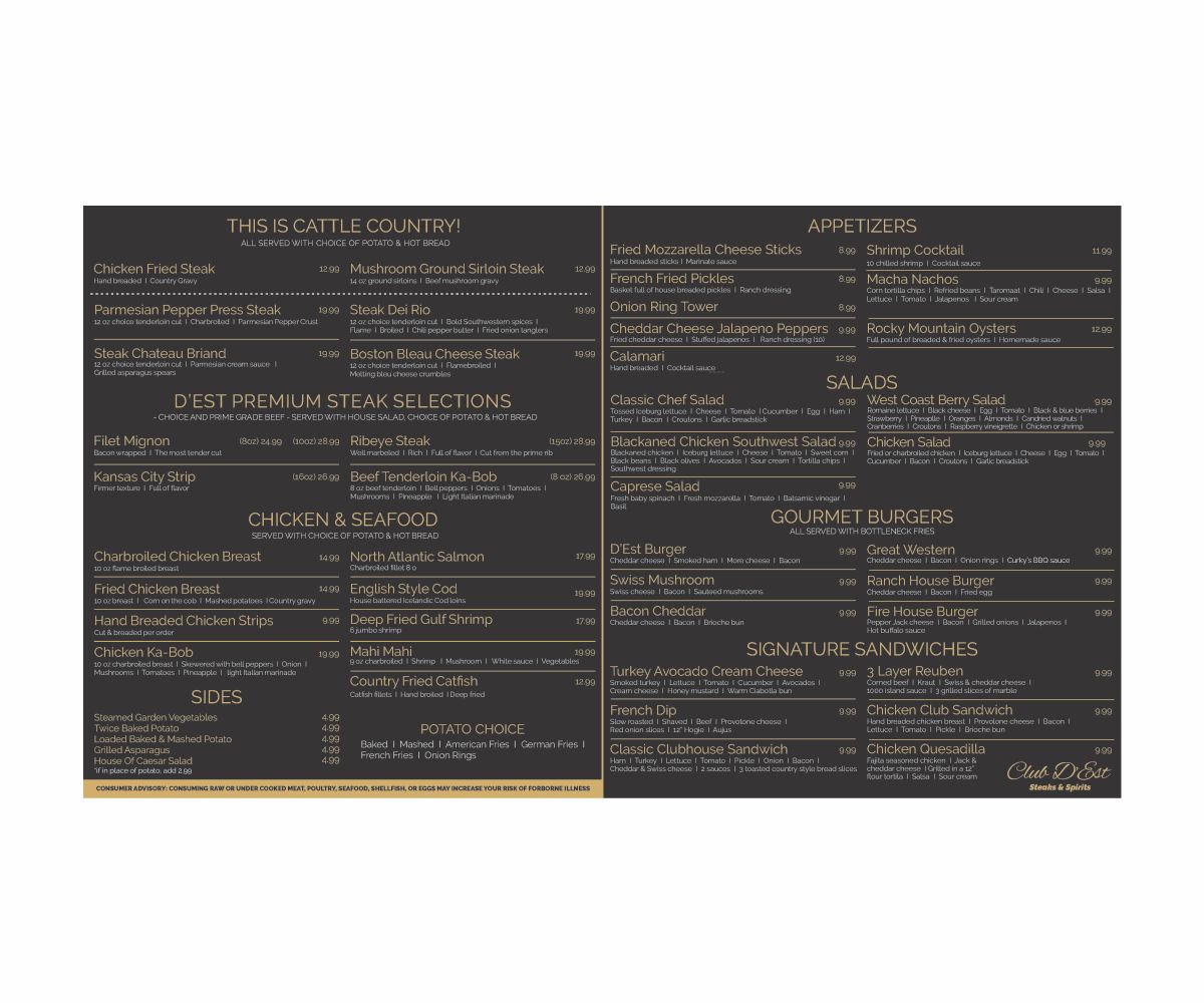 Menu Design by Cut and Glue for uptown cafe/club d'est | Design #16668152