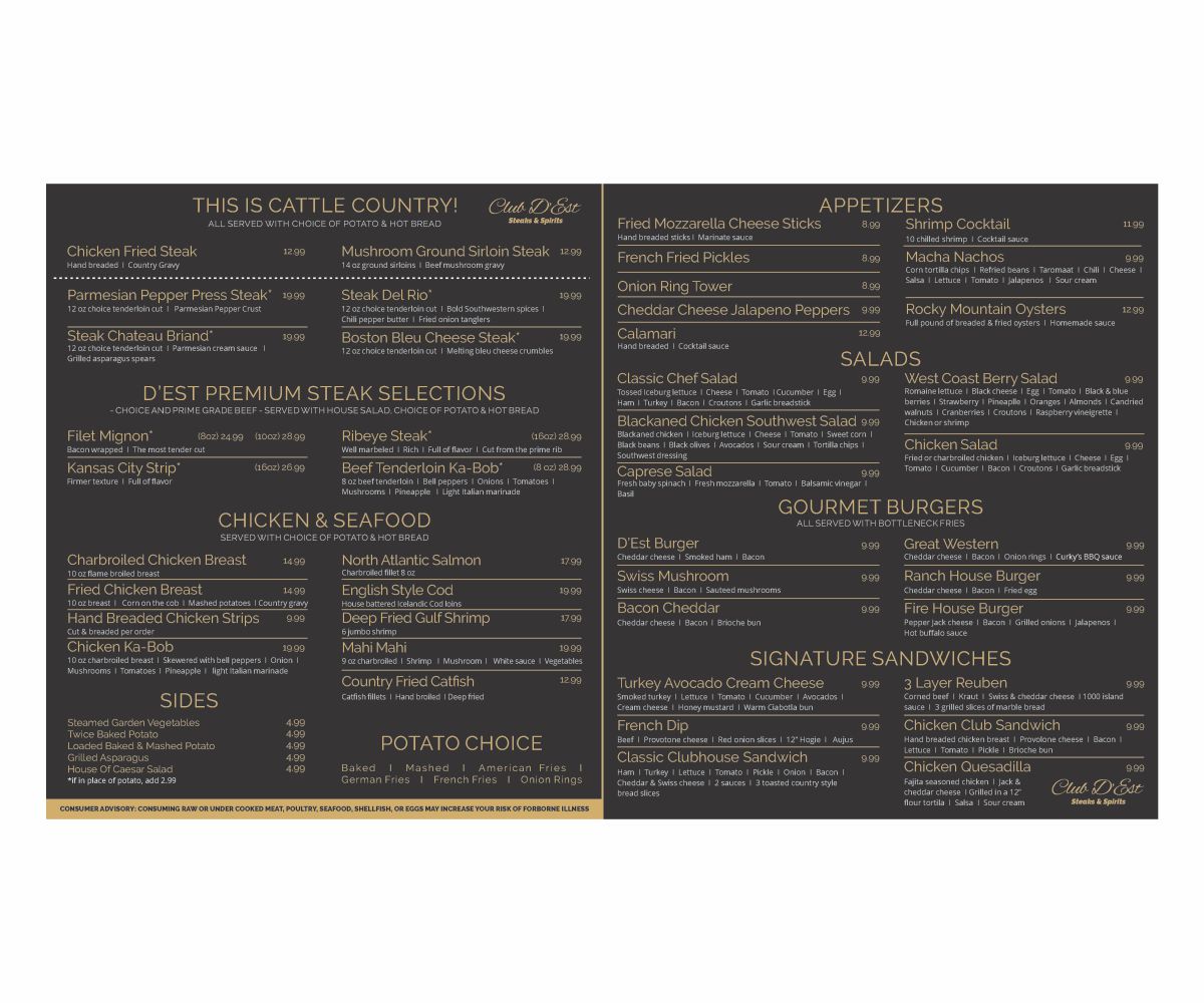 Menu Design by Cut and Glue for uptown cafe/club d'est | Design #16805529