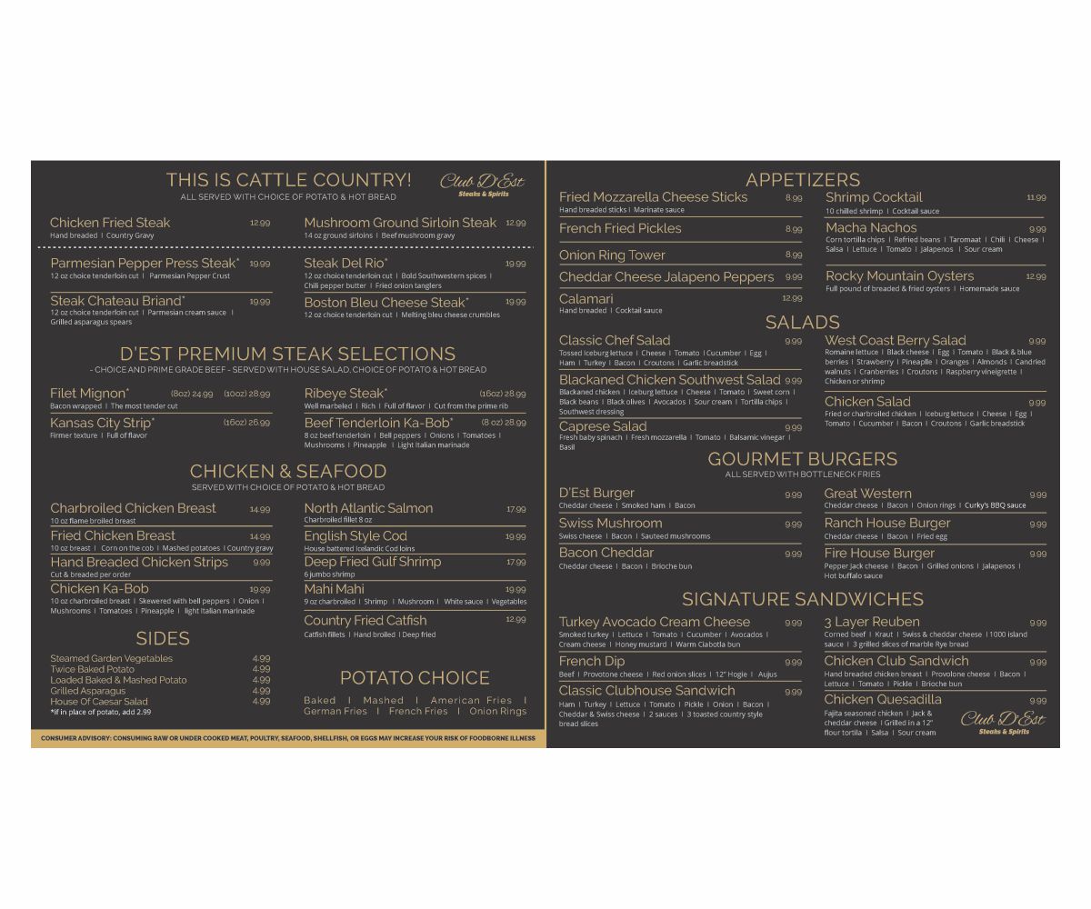 Menu Design by Cut and Glue for uptown cafe/club d'est | Design #16818544