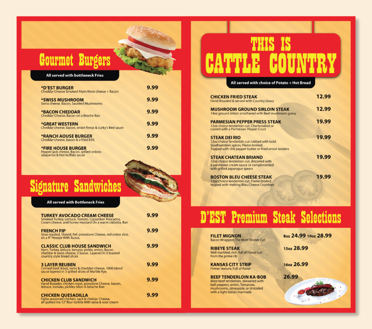 Design de Menu par Impressive Solutions pour uptown cafe/club d'est | Design #16547219