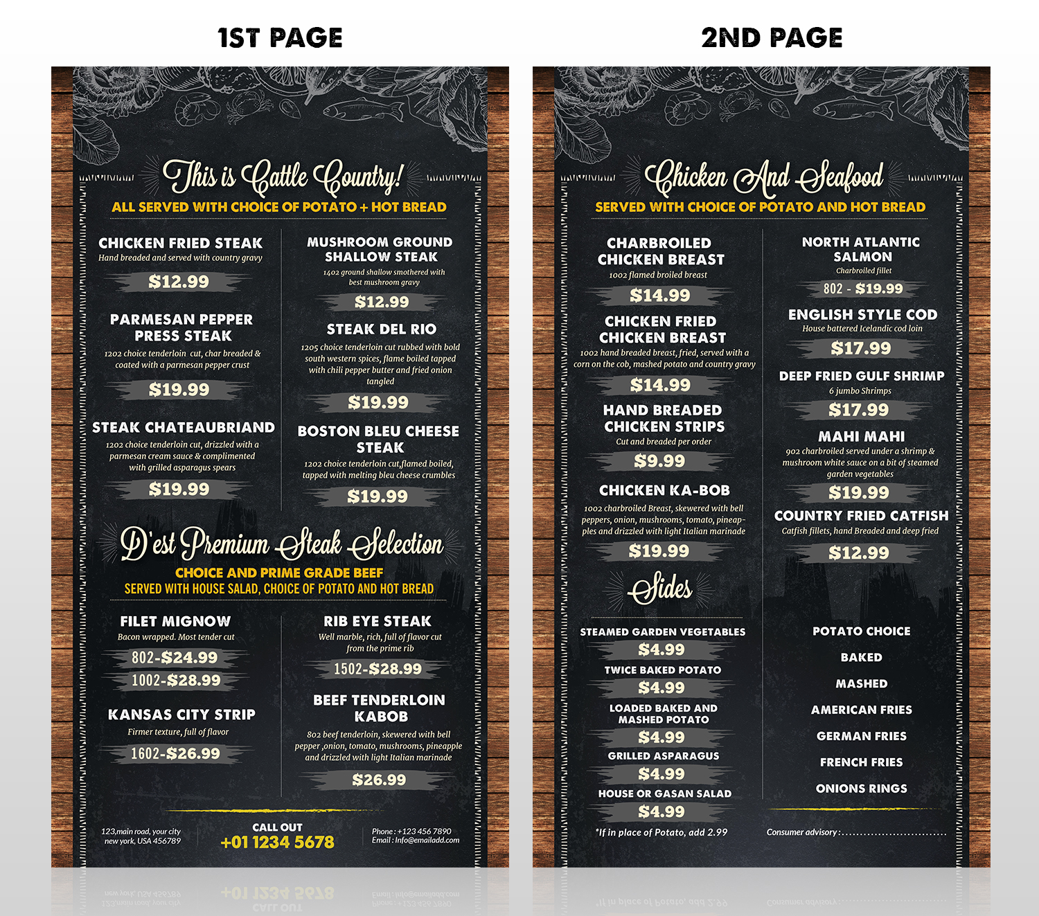Design de Menu par SAI DESIGNS pour uptown cafe/club d'est | Design #16601779