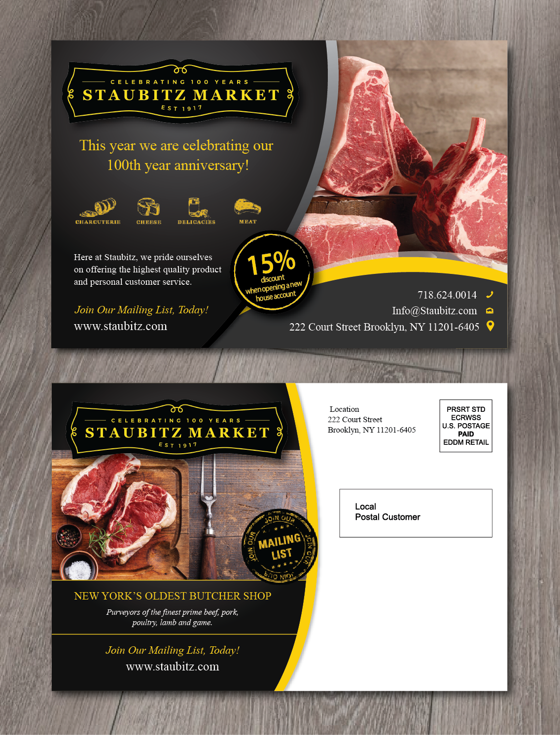 Postcard Design by alex989 for STAUBITZ MARKET | Design #16476612