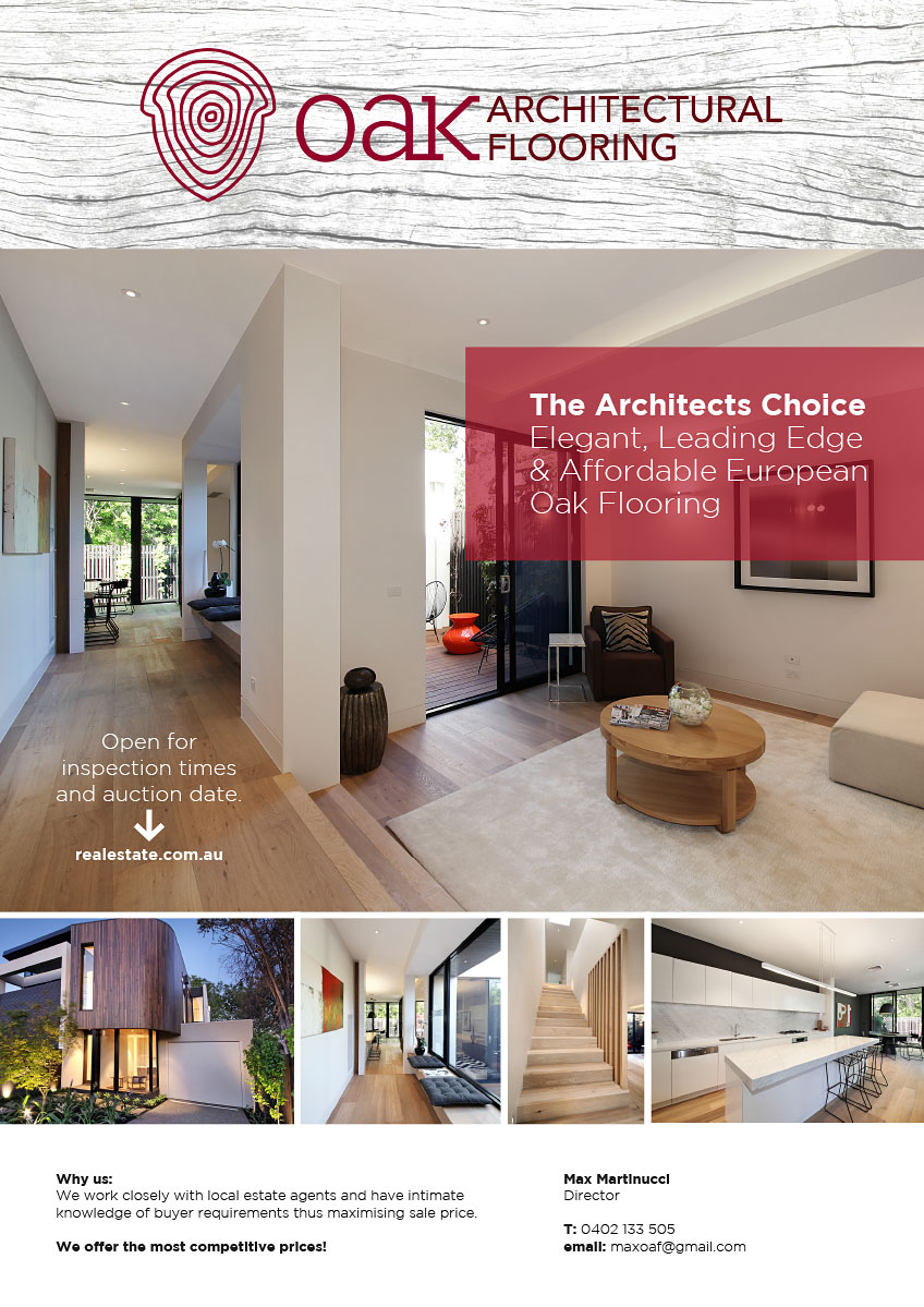 Diseño de Flyer por D.N.A para Melbourne Oak Flooring | Diseño #2662488