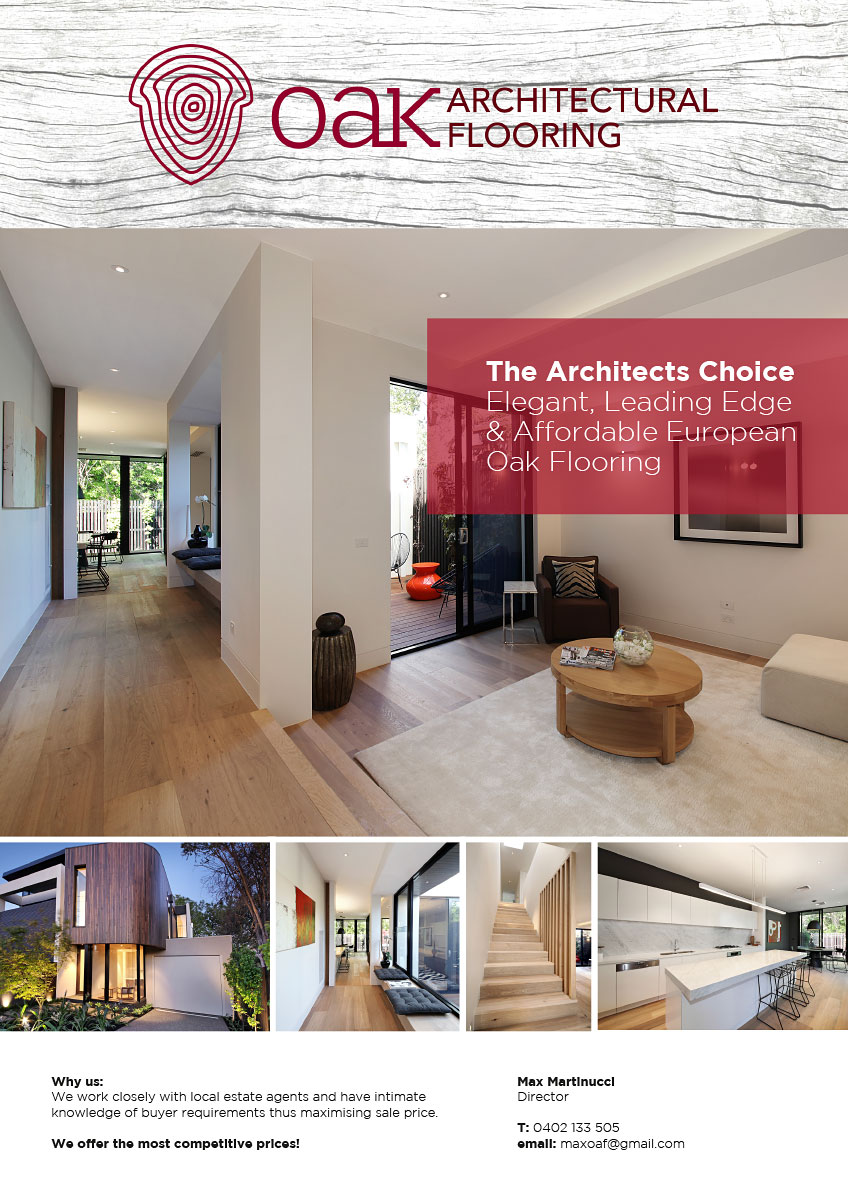 Diseño de Flyer por D.N.A para Melbourne Oak Flooring | Diseño #2662490