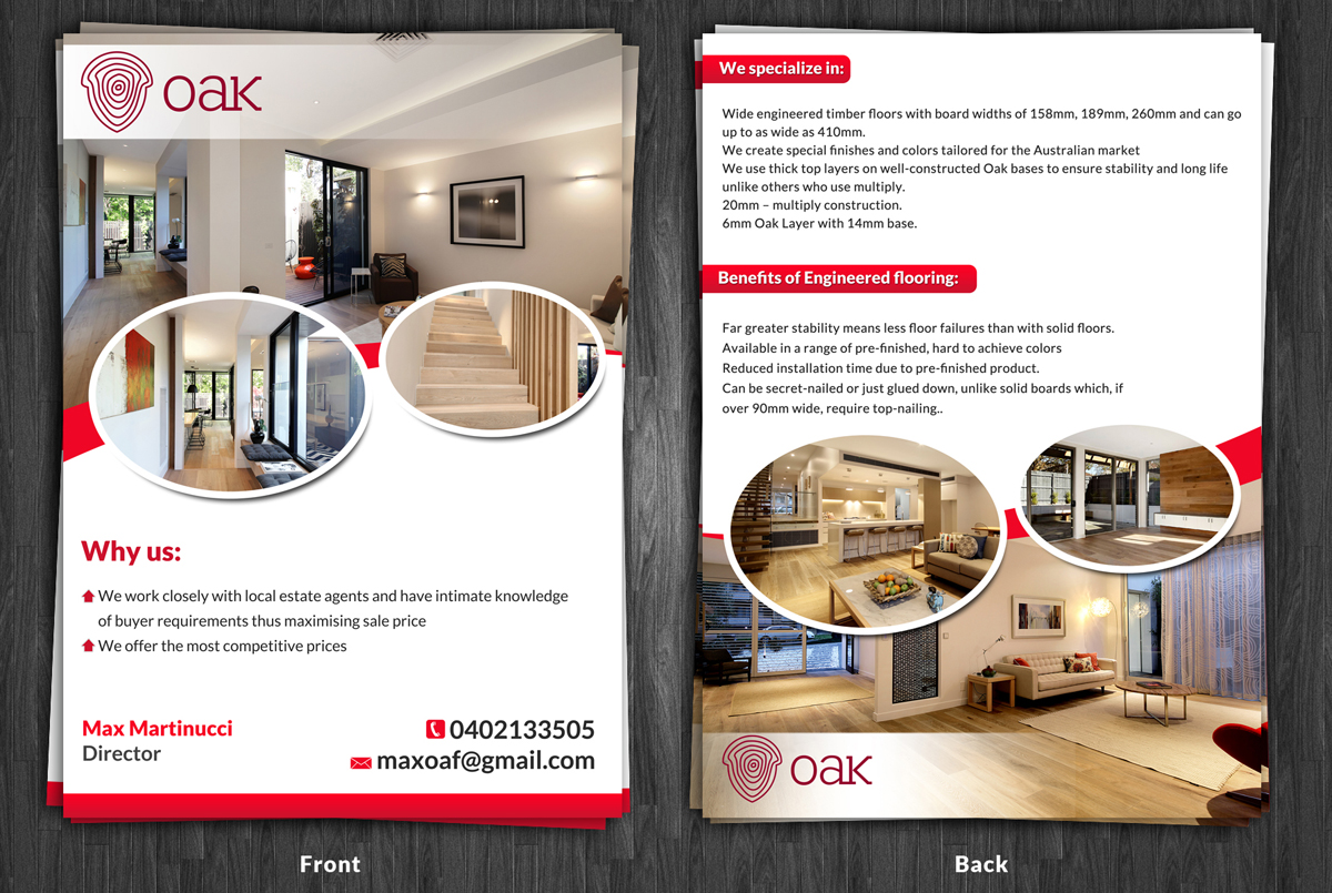 Design de Flyer par ESolz Technologies pour Melbourne Oak Flooring | Design #2662629