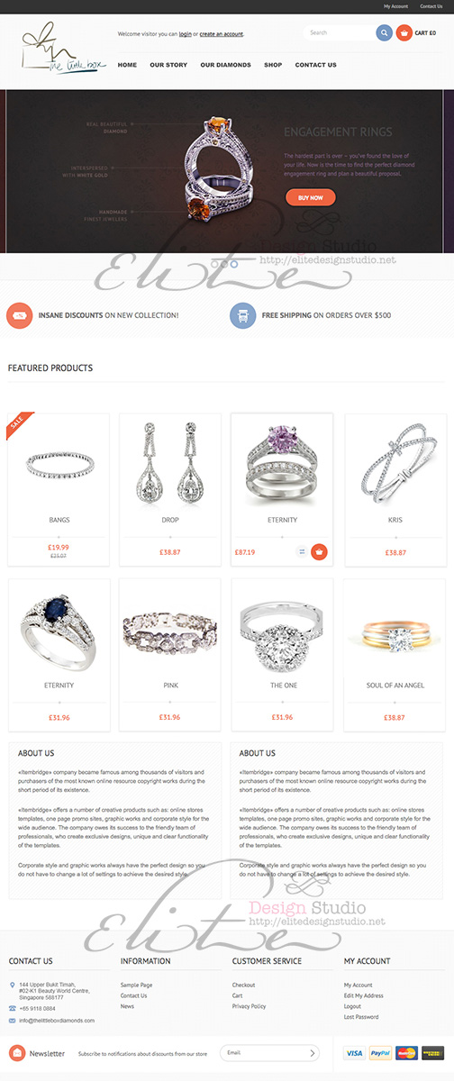 Wordpress Design by Caroloh for The Little Box Diamonds | Design #2738255