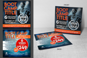 Fitness business need 3x3 card to promote 6wk boot camp nutrition challenge | Card Design by EA5Designs