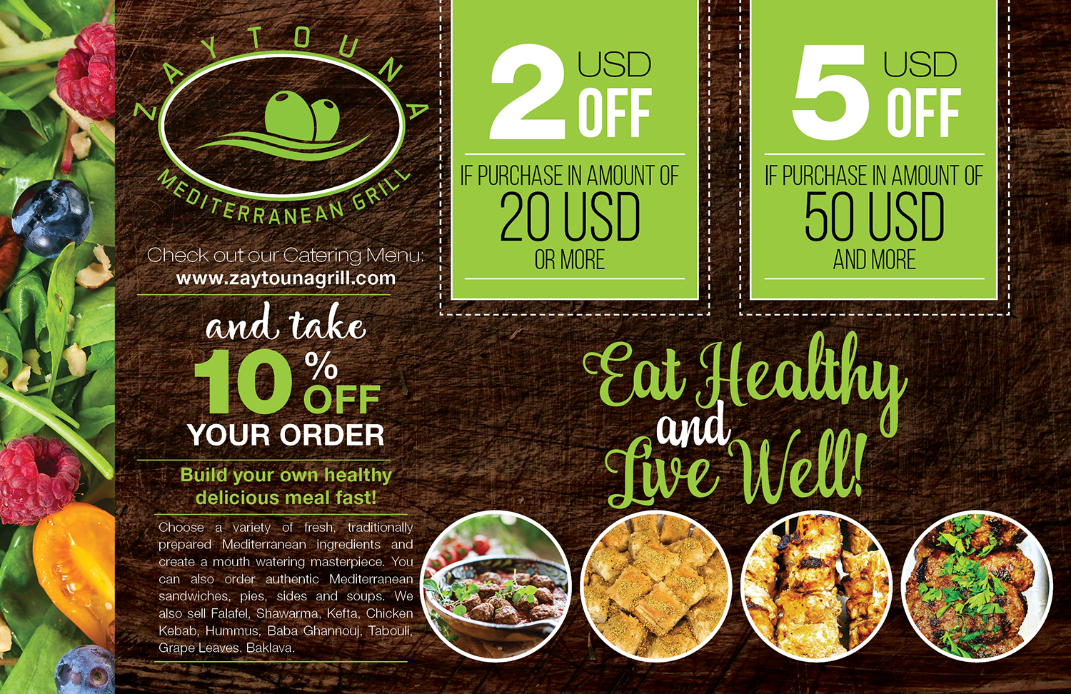 Design de Carte Postale par INGA DESIGN pour Zaytouna Mediterranean Grill | Design #16564885