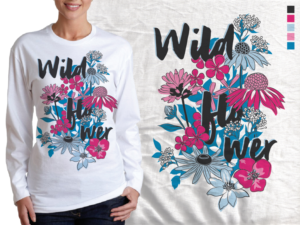Wildflower long sleeved T-shirt Design  | T-Shirt-Design von Whitebread