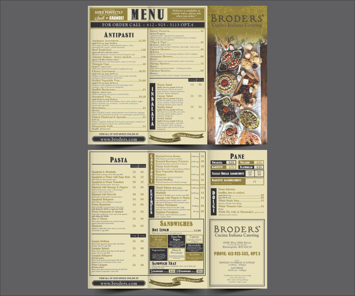 Menu Design by Cut and Glue for Broders' Cucina Italiana | Design #16536789