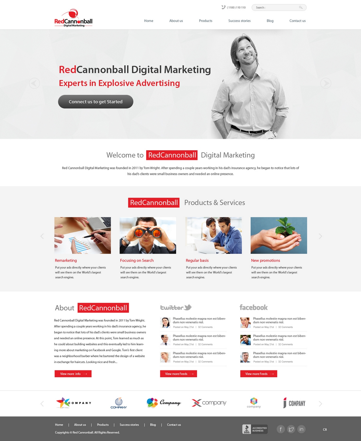 Diseño Wordpress por pb para Red Cannonball | Diseño #2665823