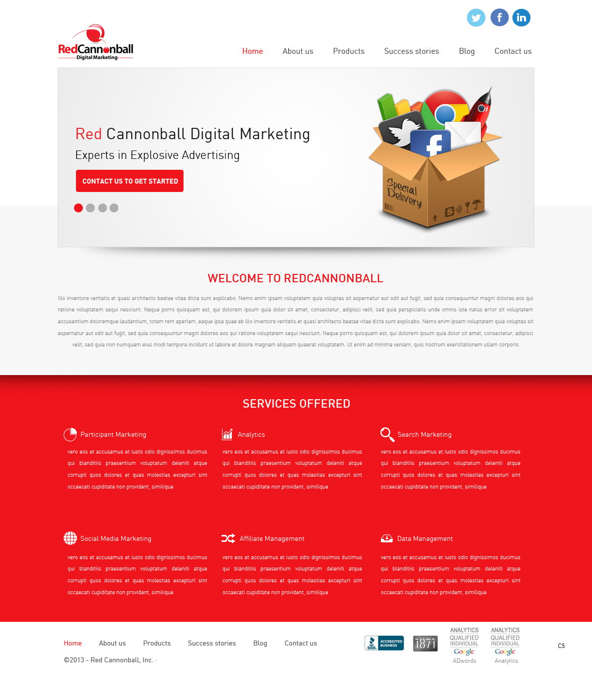 Diseño Wordpress por pb para Red Cannonball | Diseño #2669365