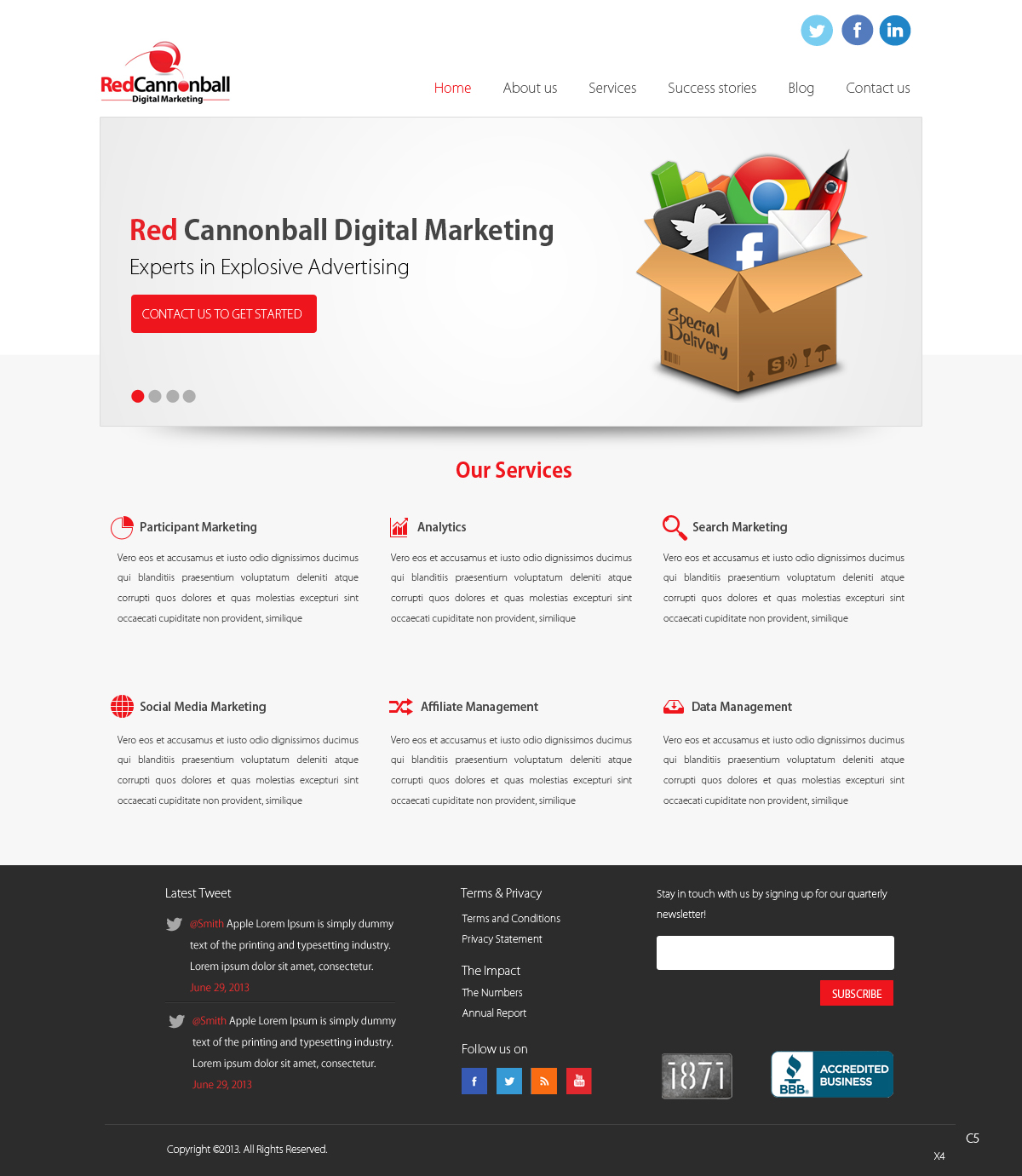 Diseño Wordpress por pb para Red Cannonball | Diseño #2694185